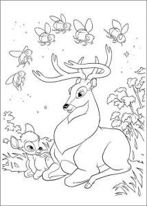 Desenho de Bambi e Seu Pai para Colorir 214×300