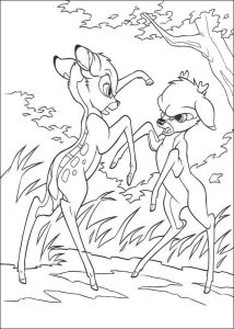 Desenho de Bambi Está Lutando para Colorir 214×300