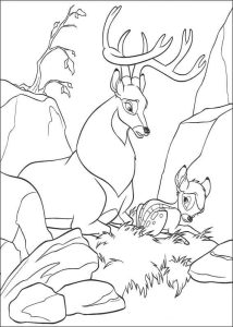 Desenho de Bambi Está Triste para Colorir 214×300