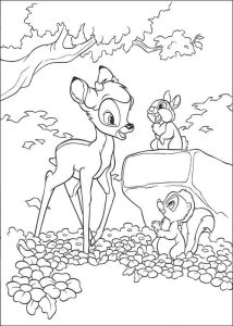Desenho de Bambi Flor e Tambor para Colorir 214×300