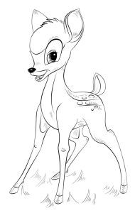 Desenho de Bambi Fofo para Colorir 190×300