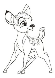 Desenho de Bambi Sorridente para Colorir 213×300
