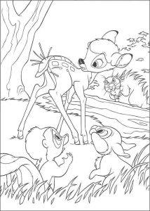 Desenho de Bambi Tambor e Flor para Colorir 214×300