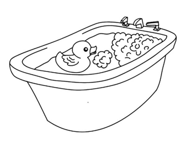 Desenho Banheira com Patinho de Borracha para Colorir