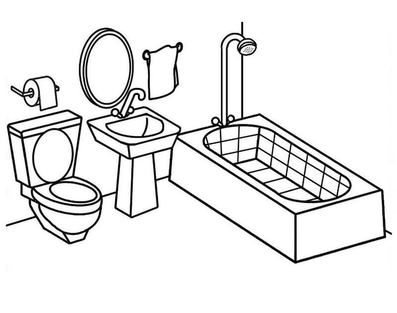 Desenho de Banheiro para Imprimir e Colorir Grátis