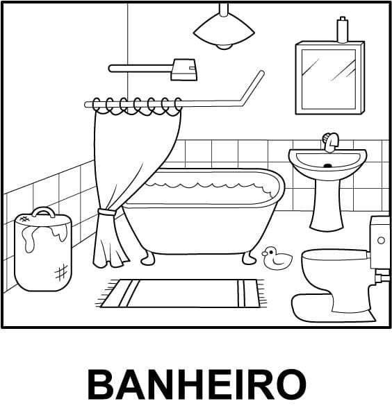 Desenho de Banheiro para Pintar