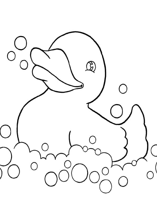 Desenho Pato de Borracha na Banheira para Colorir