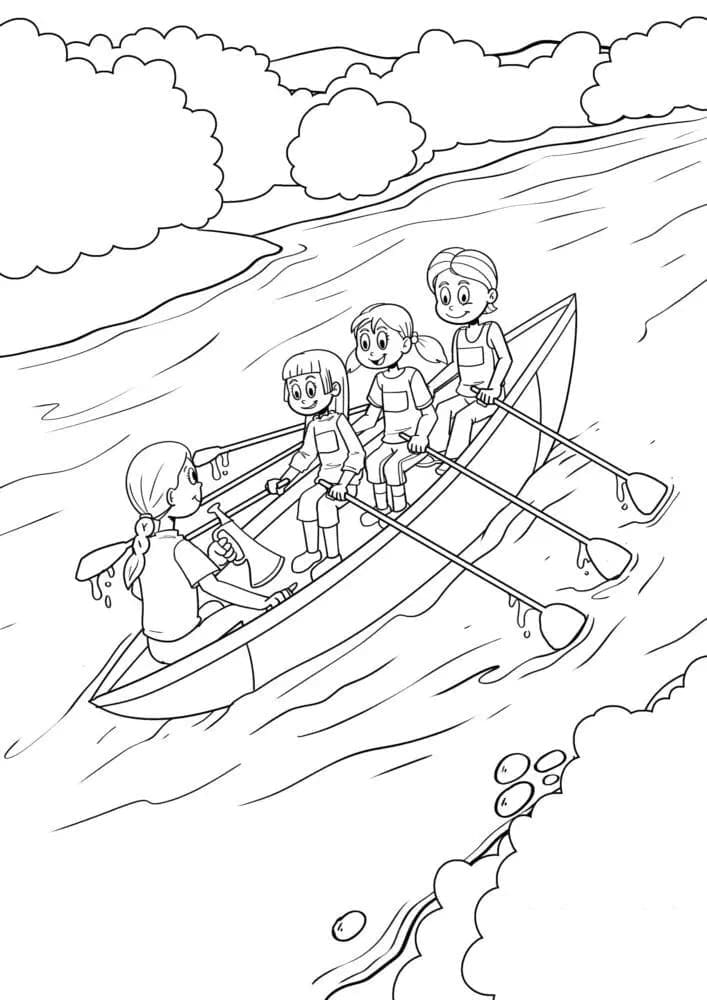 Desenho de Barco a Remo Download Pdf para Colorir e Pintar