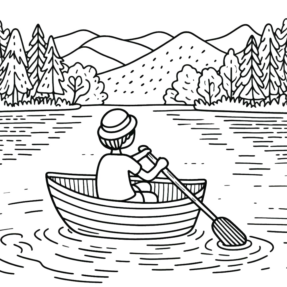 Desenho de Barco a Remo para Pintar Download