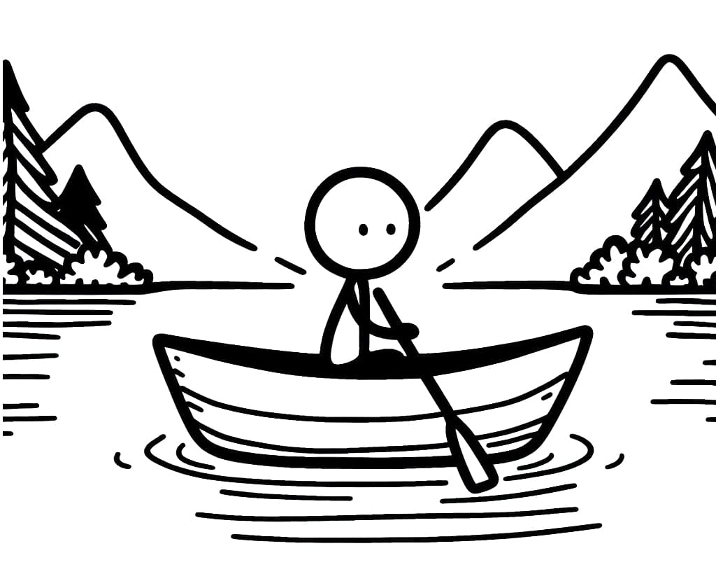 Desenho de Barco a Remo para Pintar Pdf Grátis