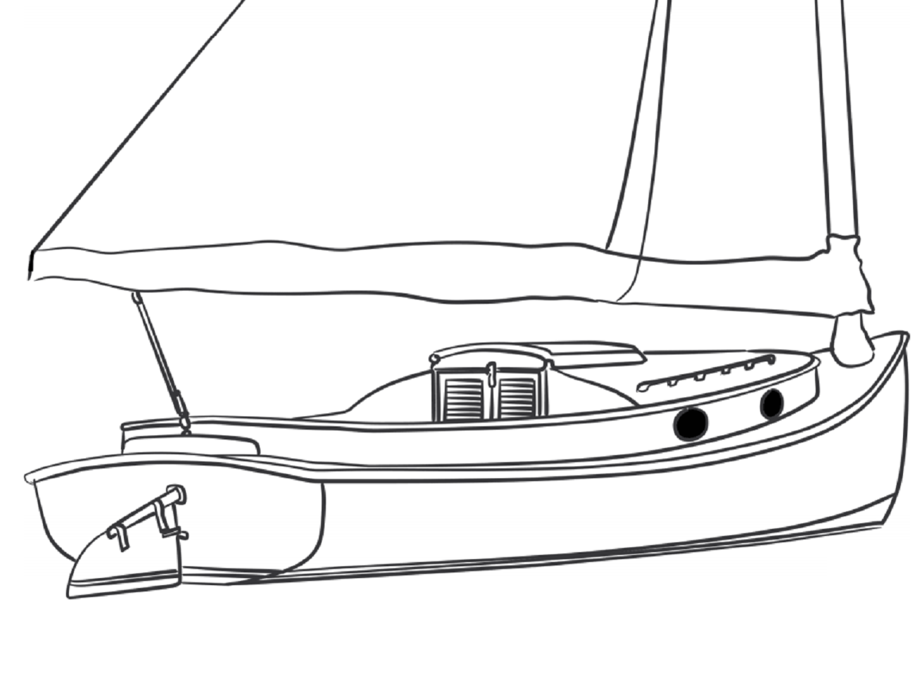 Desenho de Barco Imprimivel para Colorir e Pintar