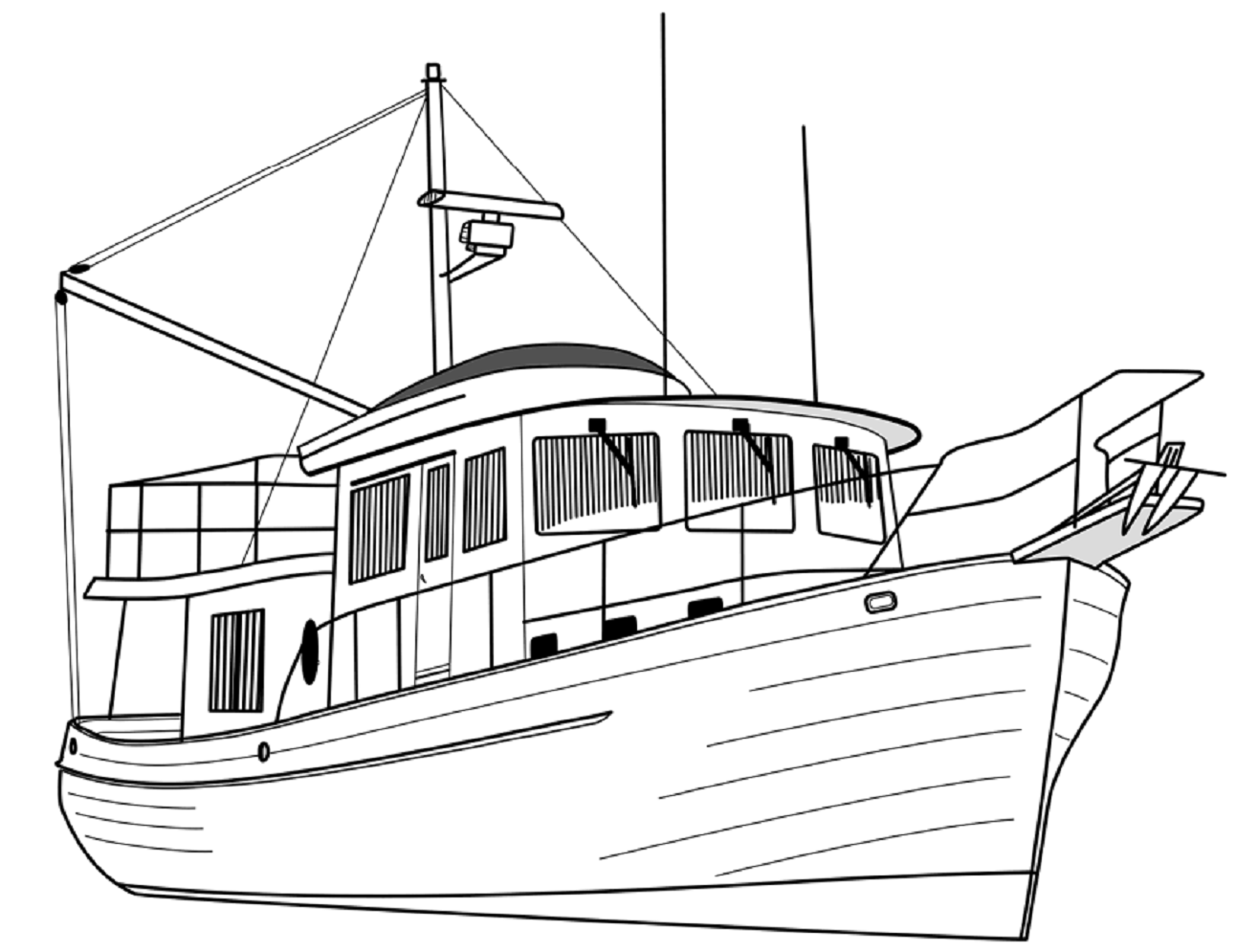 Desenho de Barco Imprimivel Pdf para Colorir e Pintar