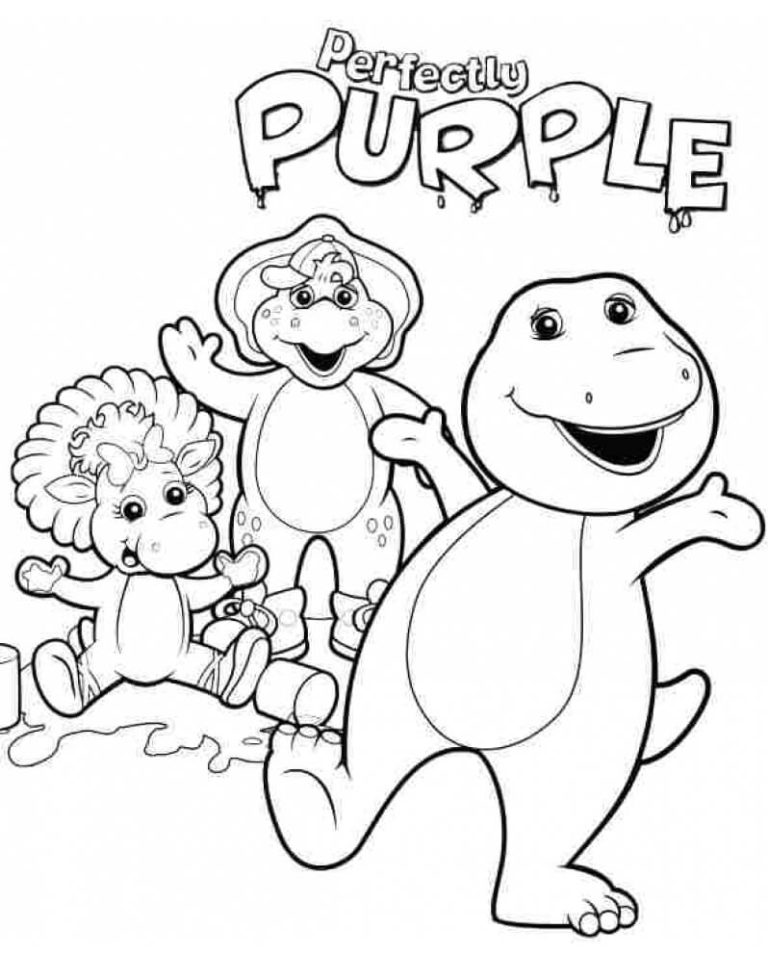 Desenho Barney com Baby Bop e Bj para Colorir 1 768×980
