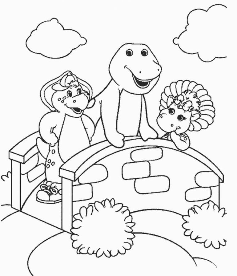 Desenho Barney com Baby Bop e Bj para Colorir 768×892