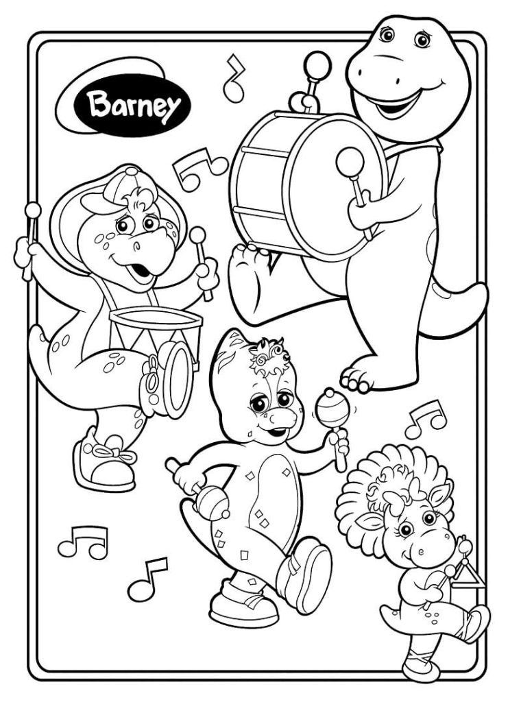 Desenho Barney com Seus Amigos para Colorir 760×1024