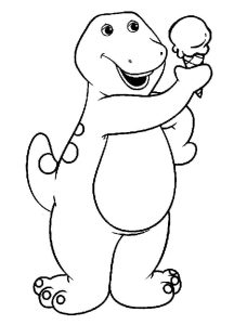 Desenho Barney com Sorvete para Colorir 228×300