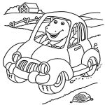 Desenho Barney Dirigindo Carro para Colorir 150×150