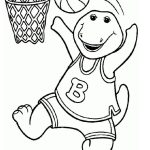 Desenho Barney Jogando Basquete para Colorir 150×150