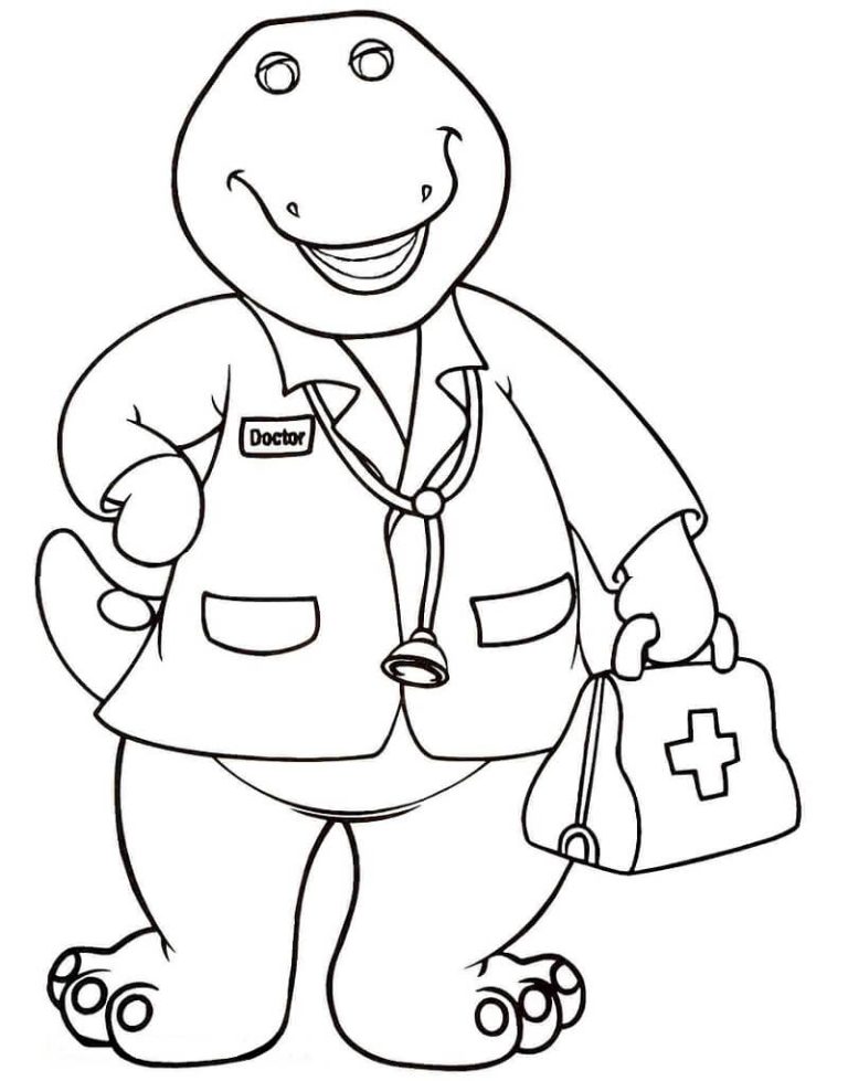Desenho de Barney o Doutor para Colorir 768×979
