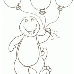 Desenho do Barney com Balões de Aniversário para Colorir em Pdf 150×150