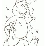 Desenho do Barney com Guardá Chuva para Colorir 150×150