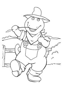 Desenho do Barney Cowboy na Fazenda para Colorir 212×300