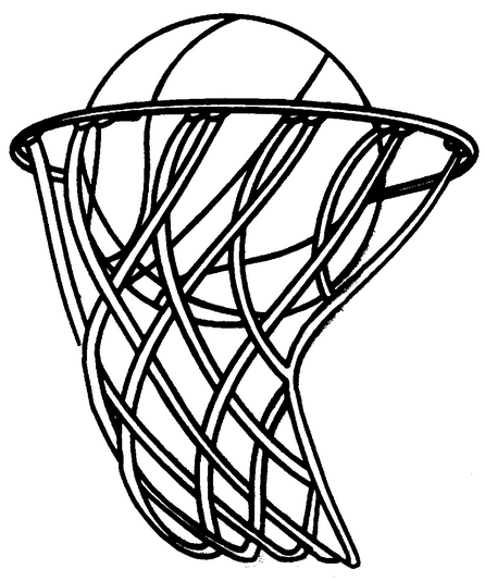 Desenho de Cesta de Basquete com Bola para Imprimir e Colorir Grátis e Pintar