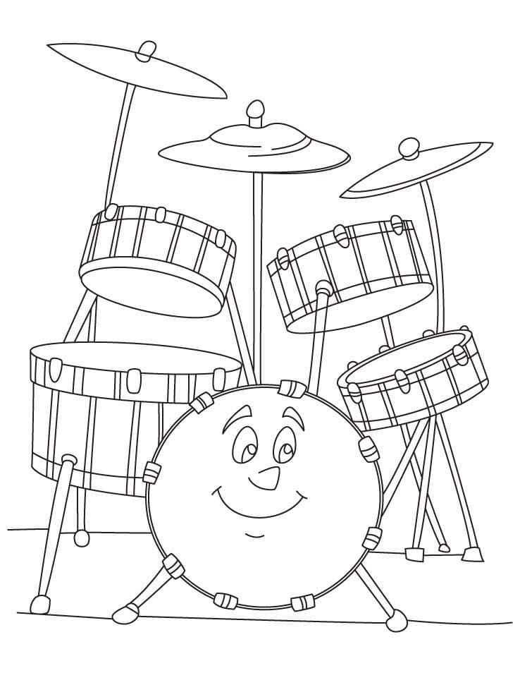 Desenho Bateria Feliz para Colorir e Pintar