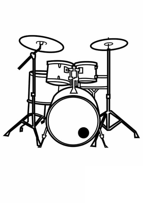 Desenho Bateria para Colorir com Giz de Cera Pdf e Pintar