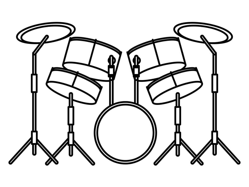Desenho Bateria para Colorir Imprimivel Grátis e Pintar