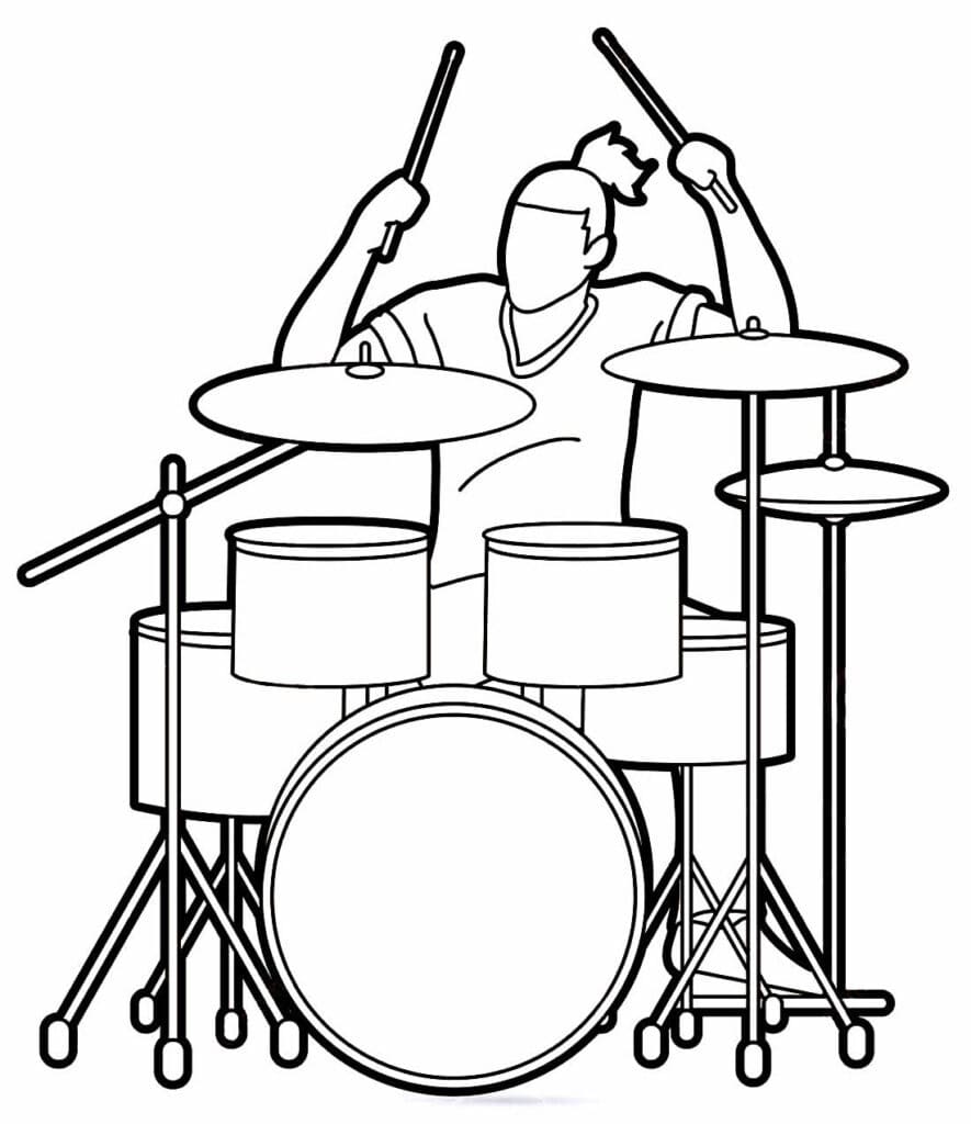 Desenho Bateria para Colorir Tinta Guache Imprimir e Pintar