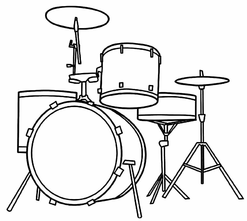 Desenho Bateria para Imprimir Download Lápis de Cor e Pintar