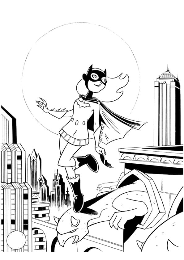 Desenho de Batgirl Adorável para Pintar com Giz de Cera