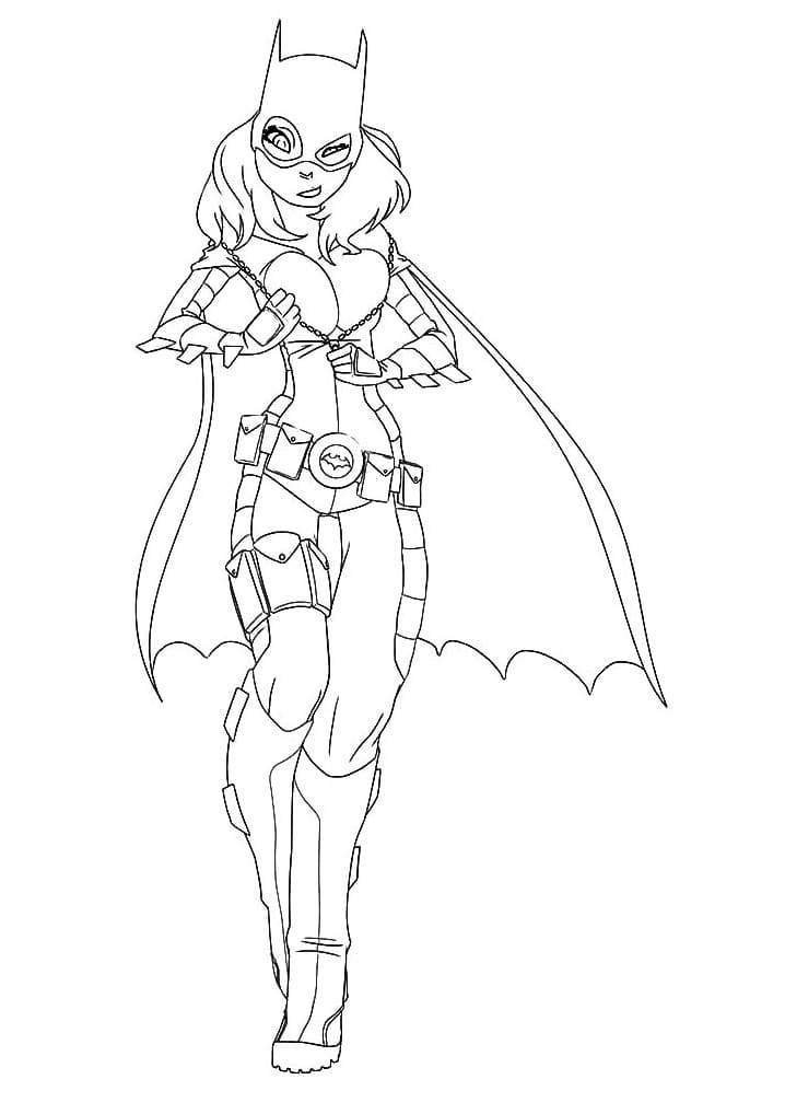 Desenho de Batgirl Bonita para Colorir com Tinta Guache para Imprimir e Pintar