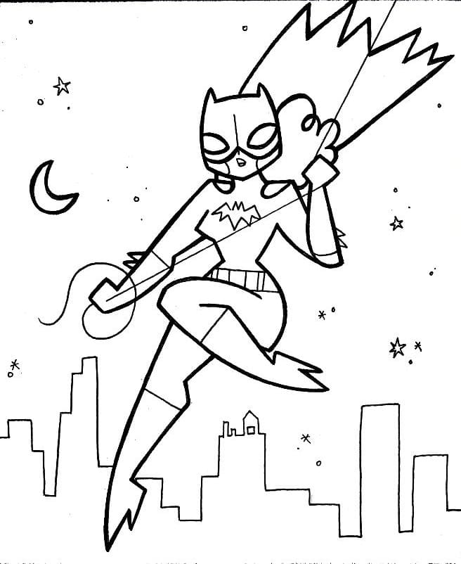 Desenho de Batgirl Fofa para Pintar Pdf Tinta Guache