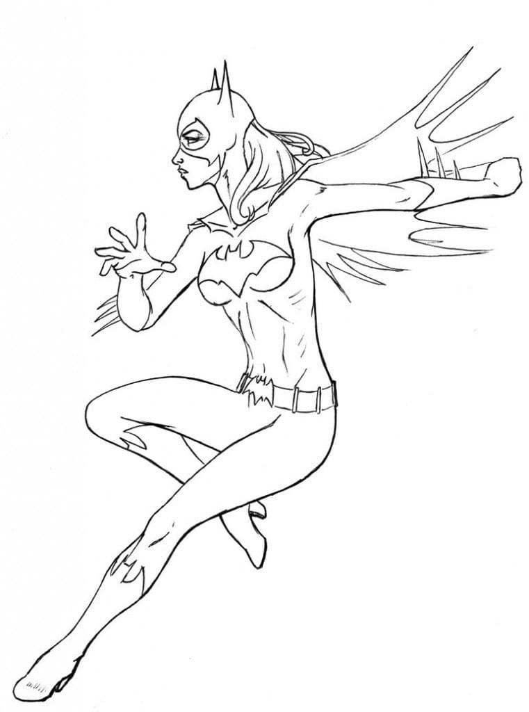 Desenho de Batgirl Incrível para Colorir com Giz de Cera Pdf e Pintar