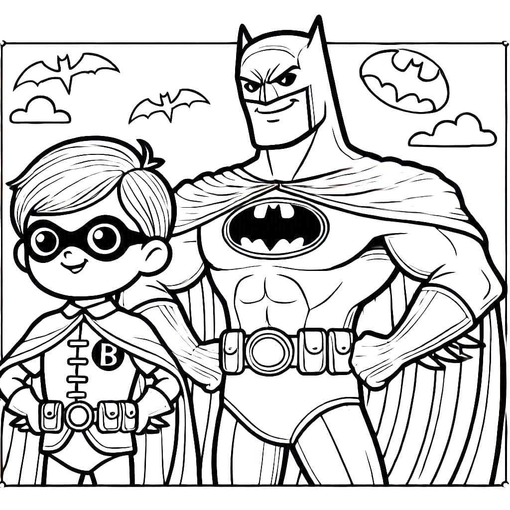 Desenho de Dc Batman e Robin para Colorir