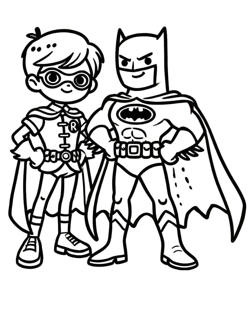 Desenho de Foto de Batman e Robin para Colorir