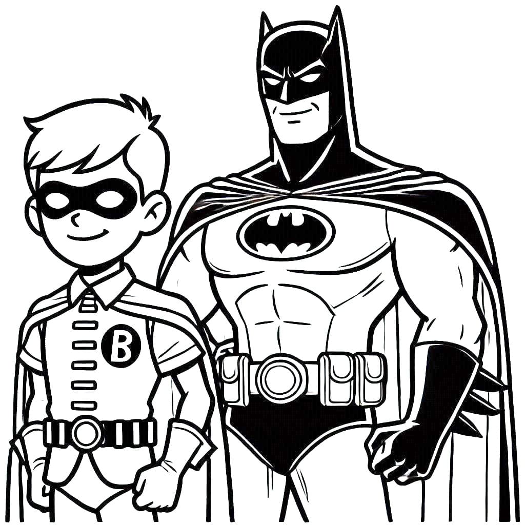 Desenhos de Batman e Robin para Colorir