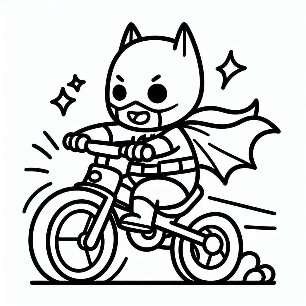 Desenhos de Batman Andando de Bicicleta para Colorir e Pintar