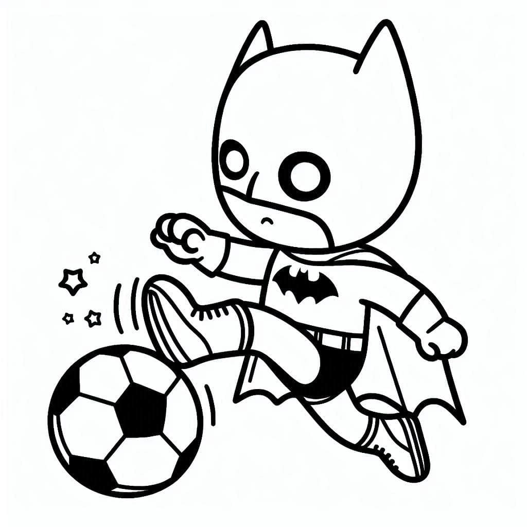 Desenhos de Batman Jogando Futebol para Colorir e Pintar
