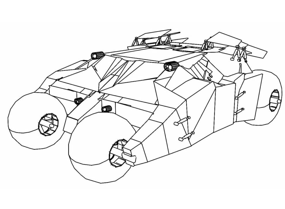Desenho de Batmovel para Colorir com Giz de Cera Pdf e Pintar