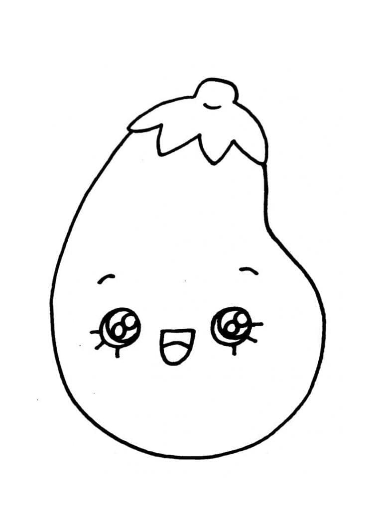 Desenho Berinjela Adorável para Colorir e Pintar
