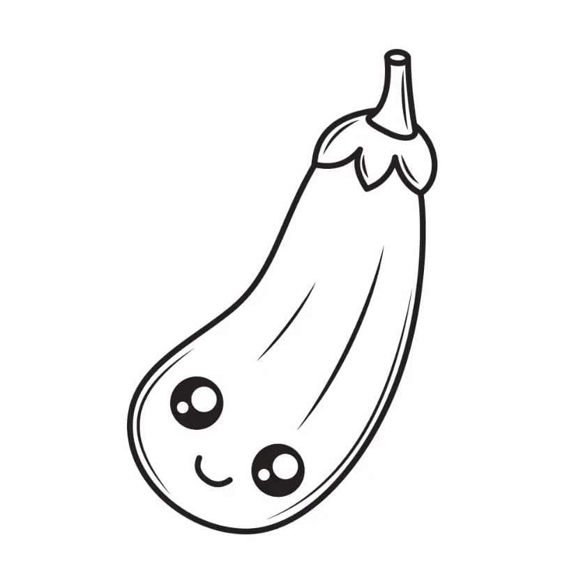 Desenho Berinjela Fofa para Colorir e Pintar