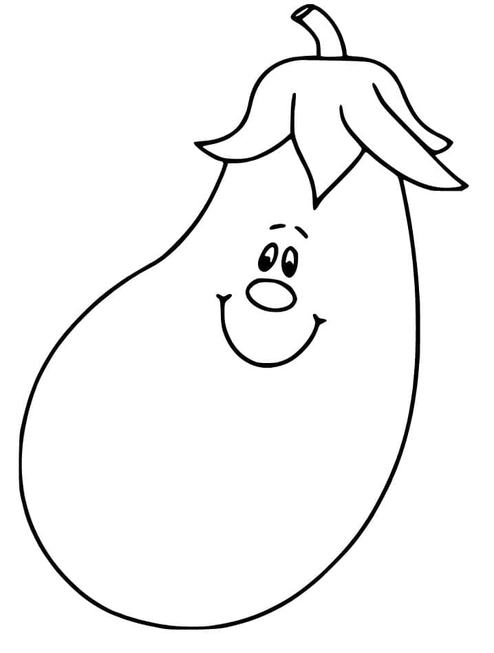 Desenho Berinjela Sorrindo para Colorir e Pintar