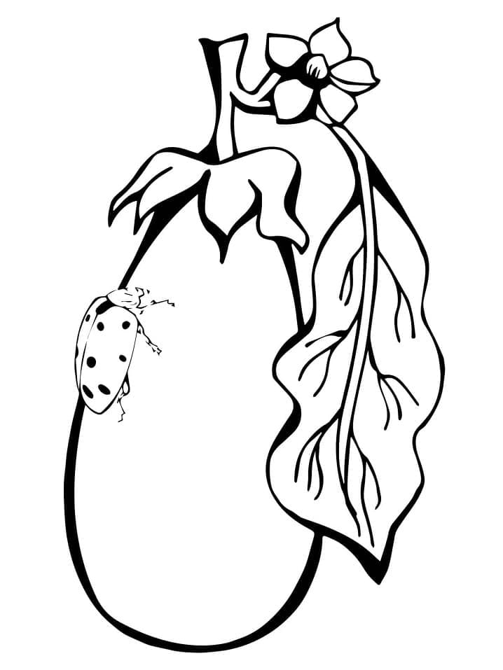 Desenho Joaninha em Berinjela para Colorir e Pintar