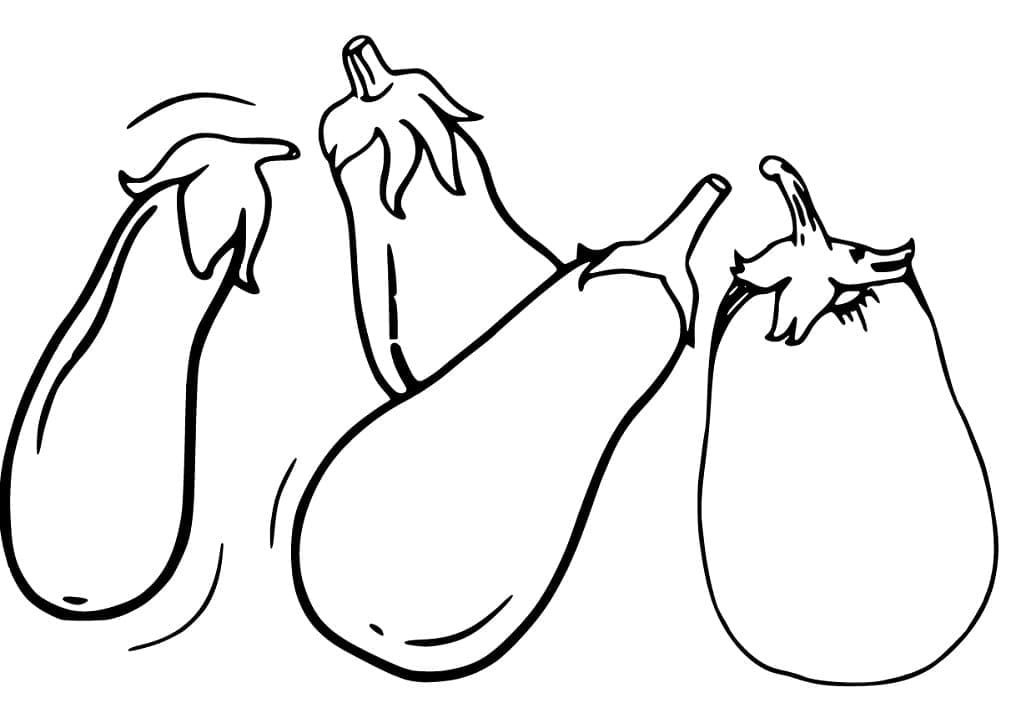 Desenho Quatro Berinjelas para Colorir e Pintar