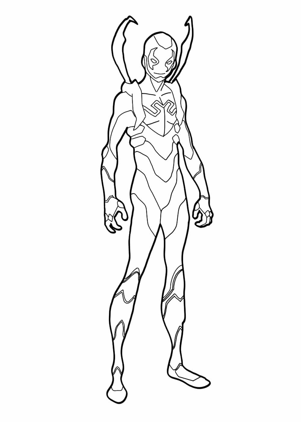 Desenho de Besouro Azul Animado para Colorir e Pintar