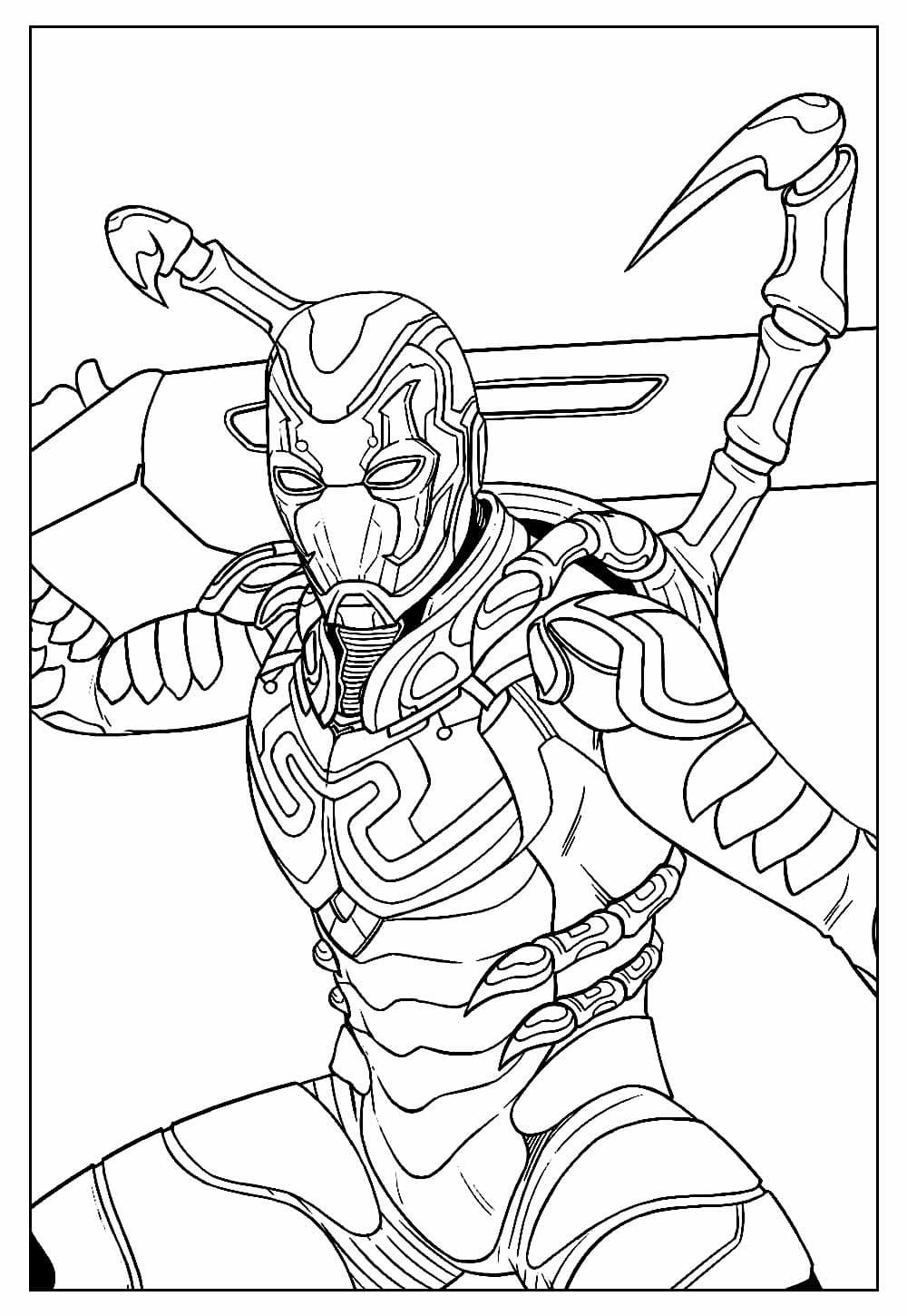 Desenho de Incrível Besouro Azul para Colorir e Pintar