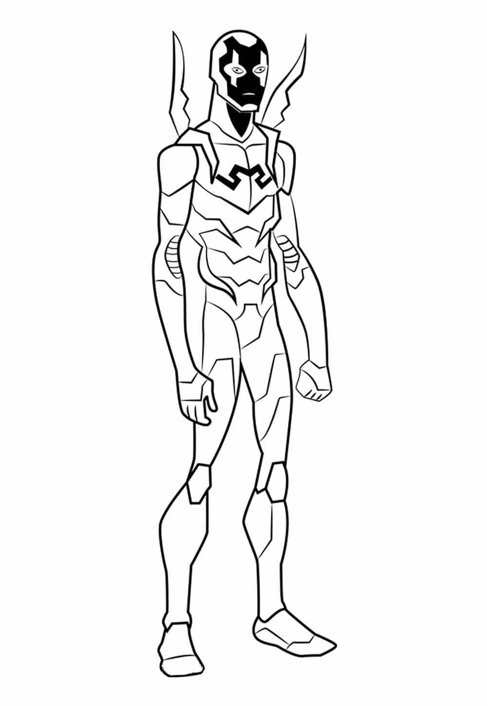 Desenho de Super Herói Besouro Azul para Colorir e Pintar